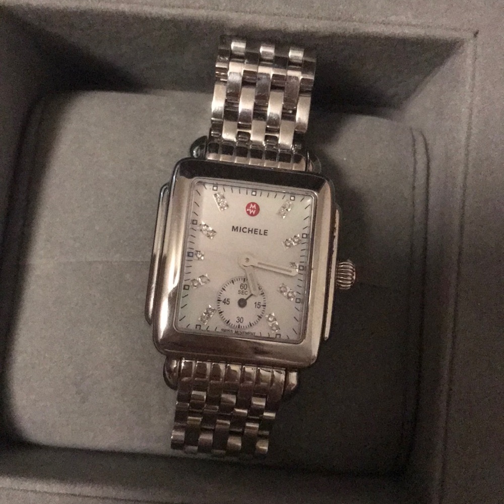 Michele Large Deco Diamond Chronograph watch